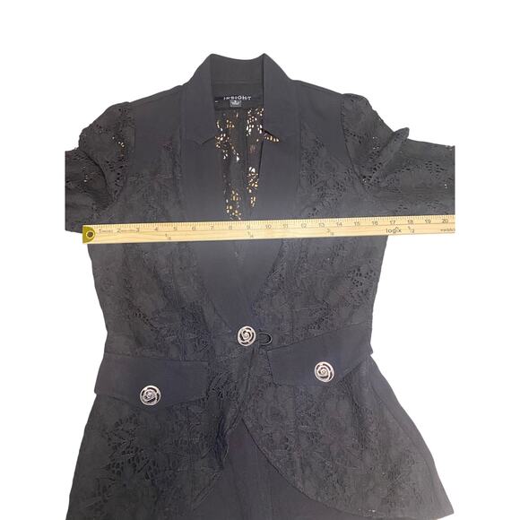 Insight Black Lace Blazer - Rose Button Detail - Size 6 - Picture 9 of 11